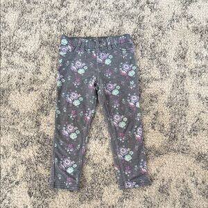 Circo Gray Floral Kids Leggings 3T